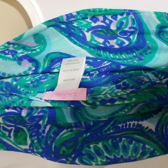 LILY PULITZER INFINITY SCARF BLUE-GREEN PAISLEY - Picture 7 of 9